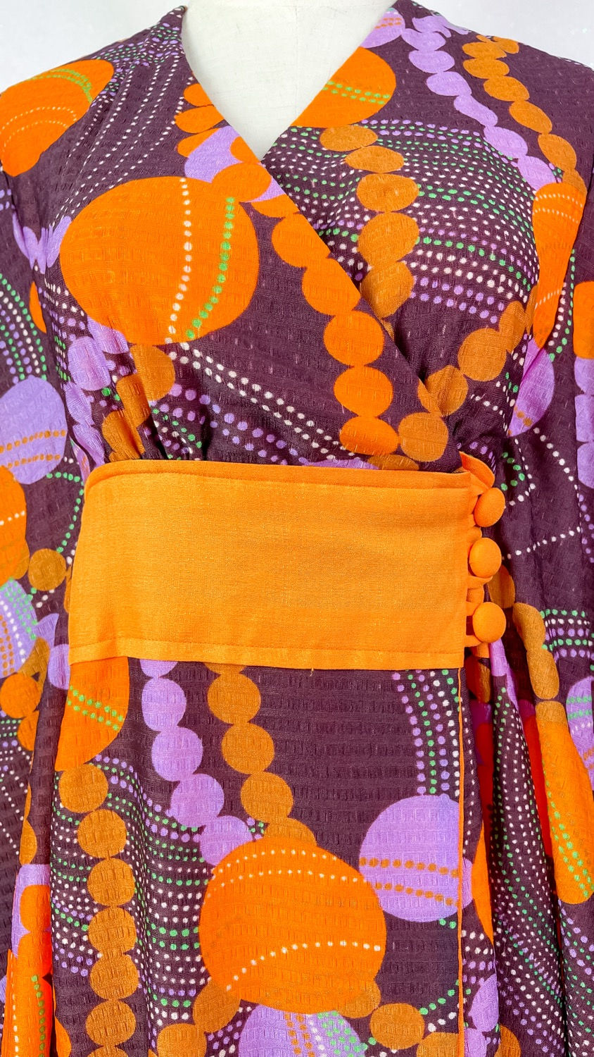 Thumbnail: 1970’s Plum and Orange Funky Print Kaftan