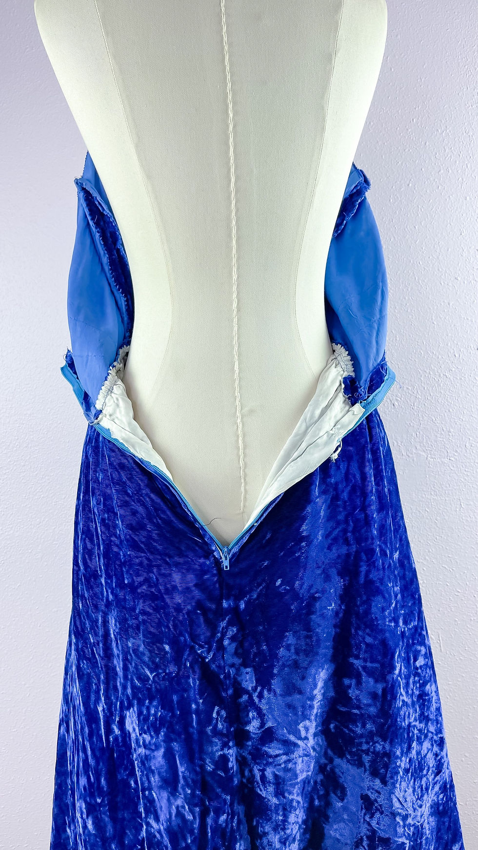 Thumbnail: 1970’s Crushed Velvet Floral Tiered Halter Gown