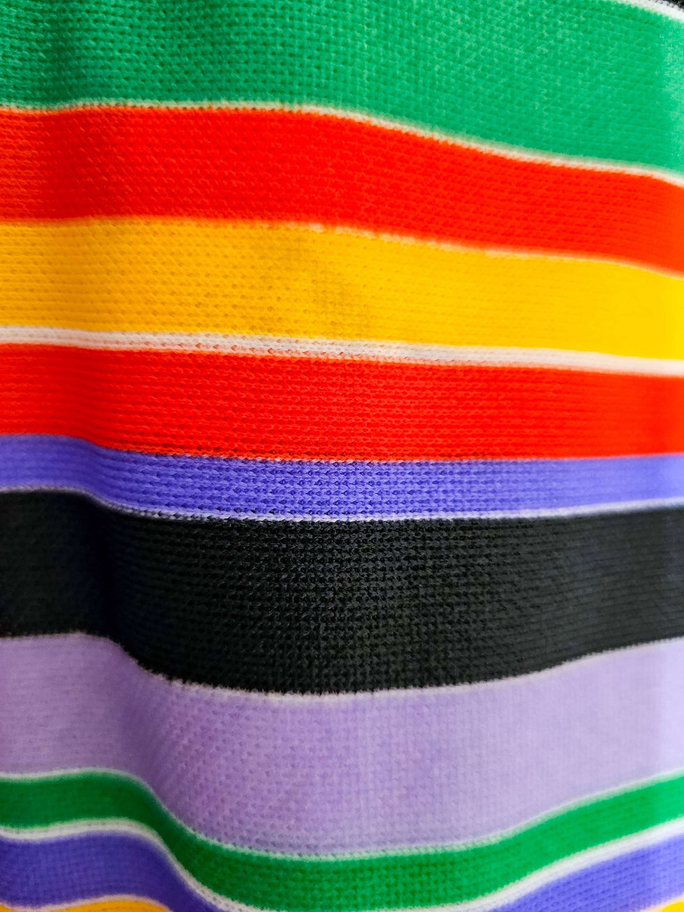 Thumbnail: 1970's Rainbow Stripe Black & White Wise Leg Jumpsuit