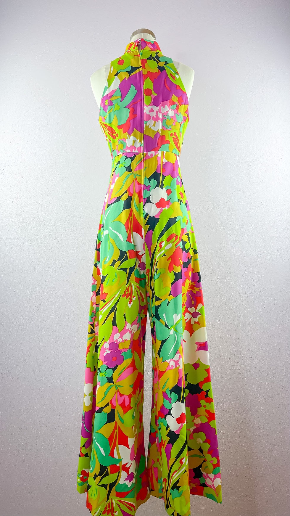 Thumbnail: 1970’s Colorful Floral Crochet Cut Out Palazzo Jumpsuit