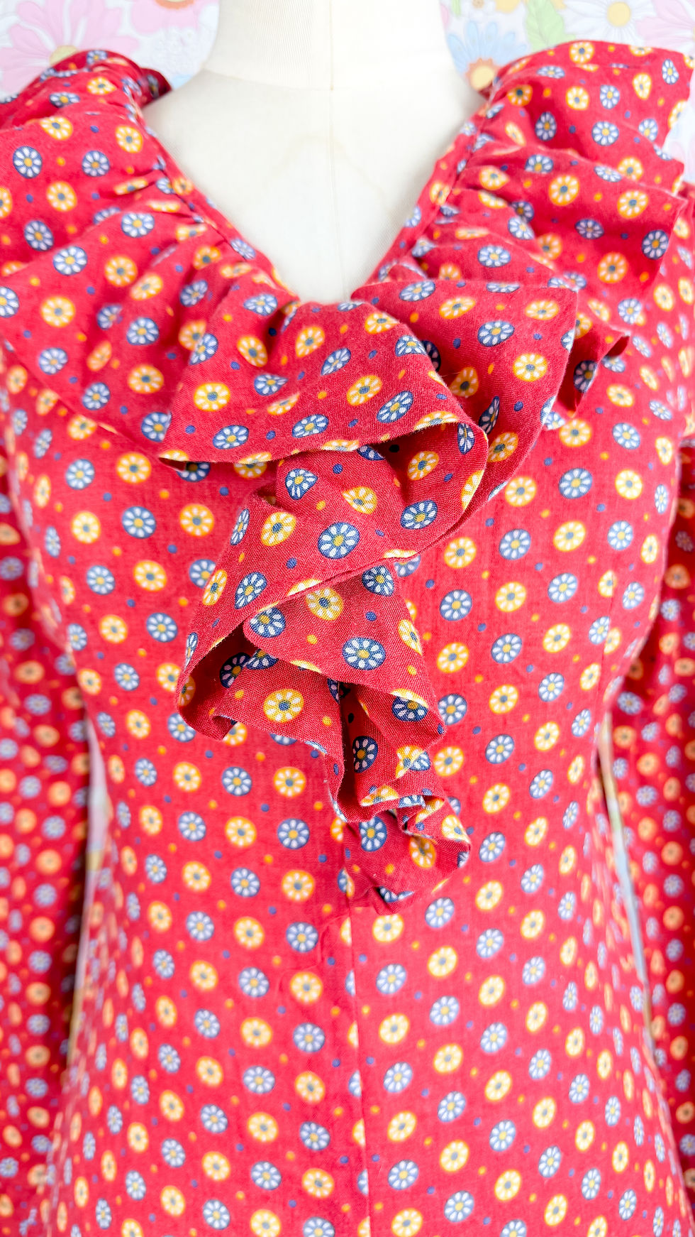 Thumbnail: 1970s Red Daisy Jumpsuit - M