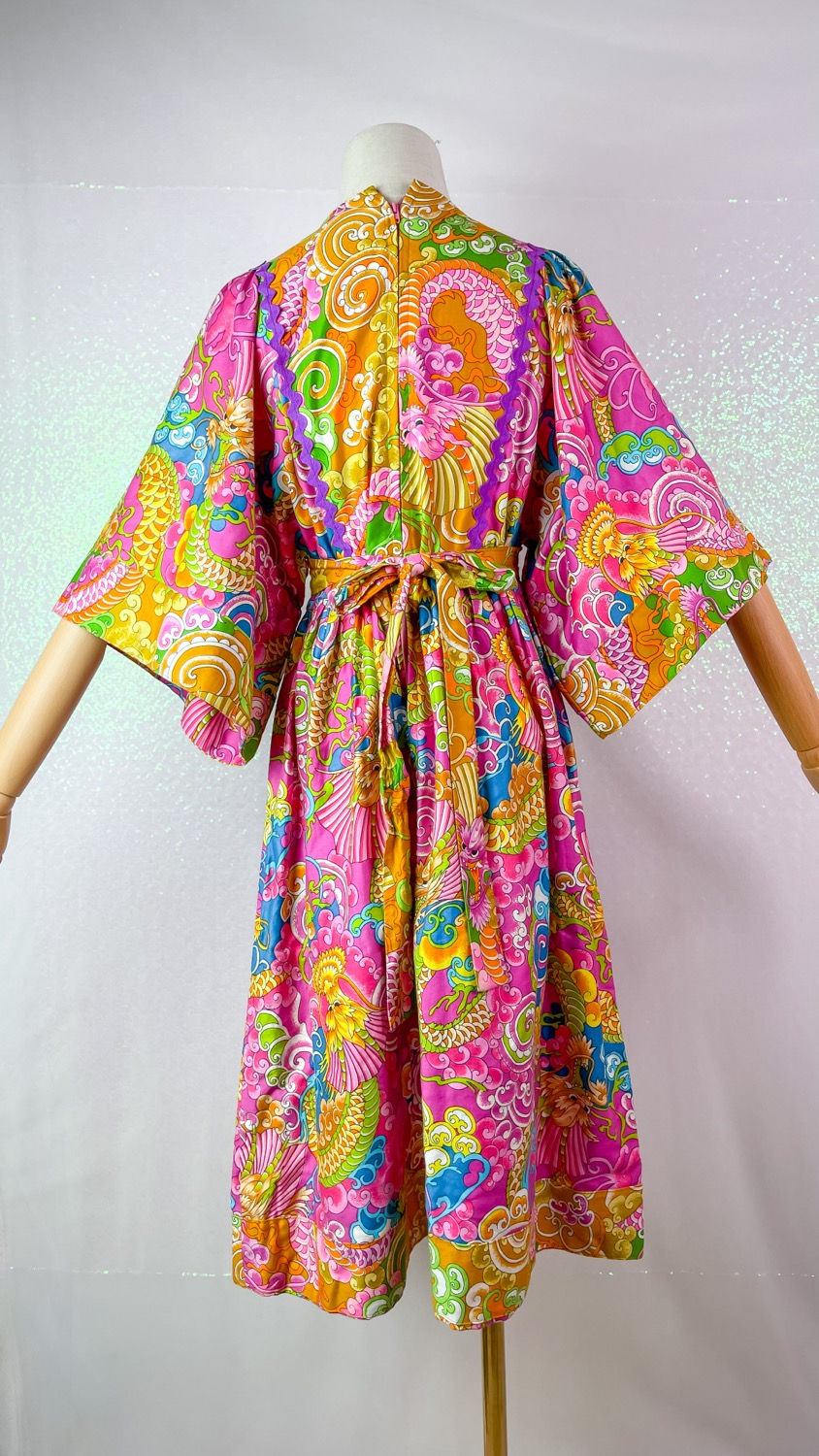 Thumbnail: 1960’s Handmade Psychedelic Dragon Print  Kimono Dress