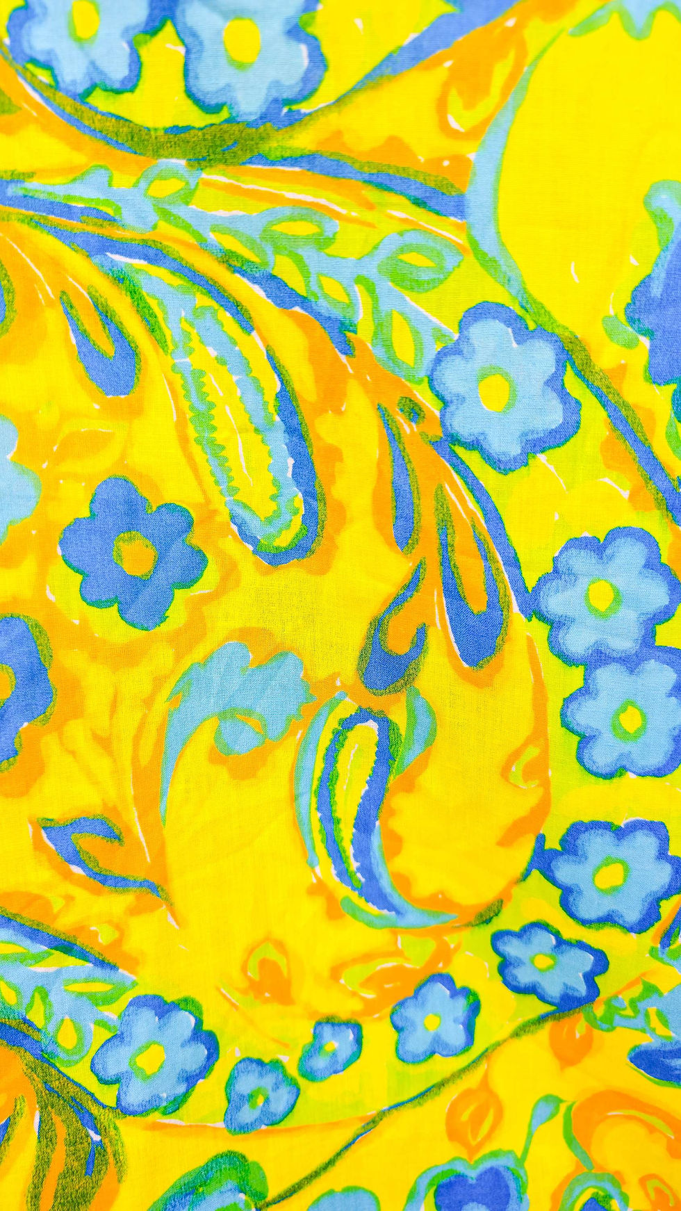 Thumbnail: 1970's Psychedelic Yellow & Blue Cut Out Keyhole Palazzo Jumpsuit