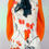 Thumbnail: 1970’s Tangarine Water Color Jumpsuit with Turtle Neck Sweater Two Piece