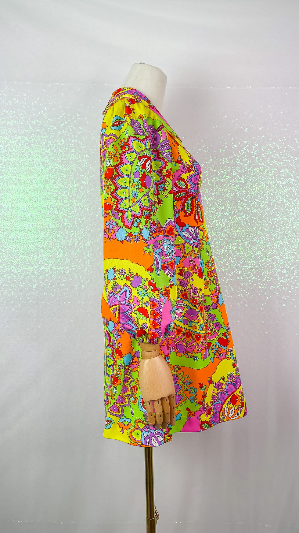 Thumbnail: 1960’s-70’s Psychedelic Poet Collar Balloon Sleeve Mini Dress