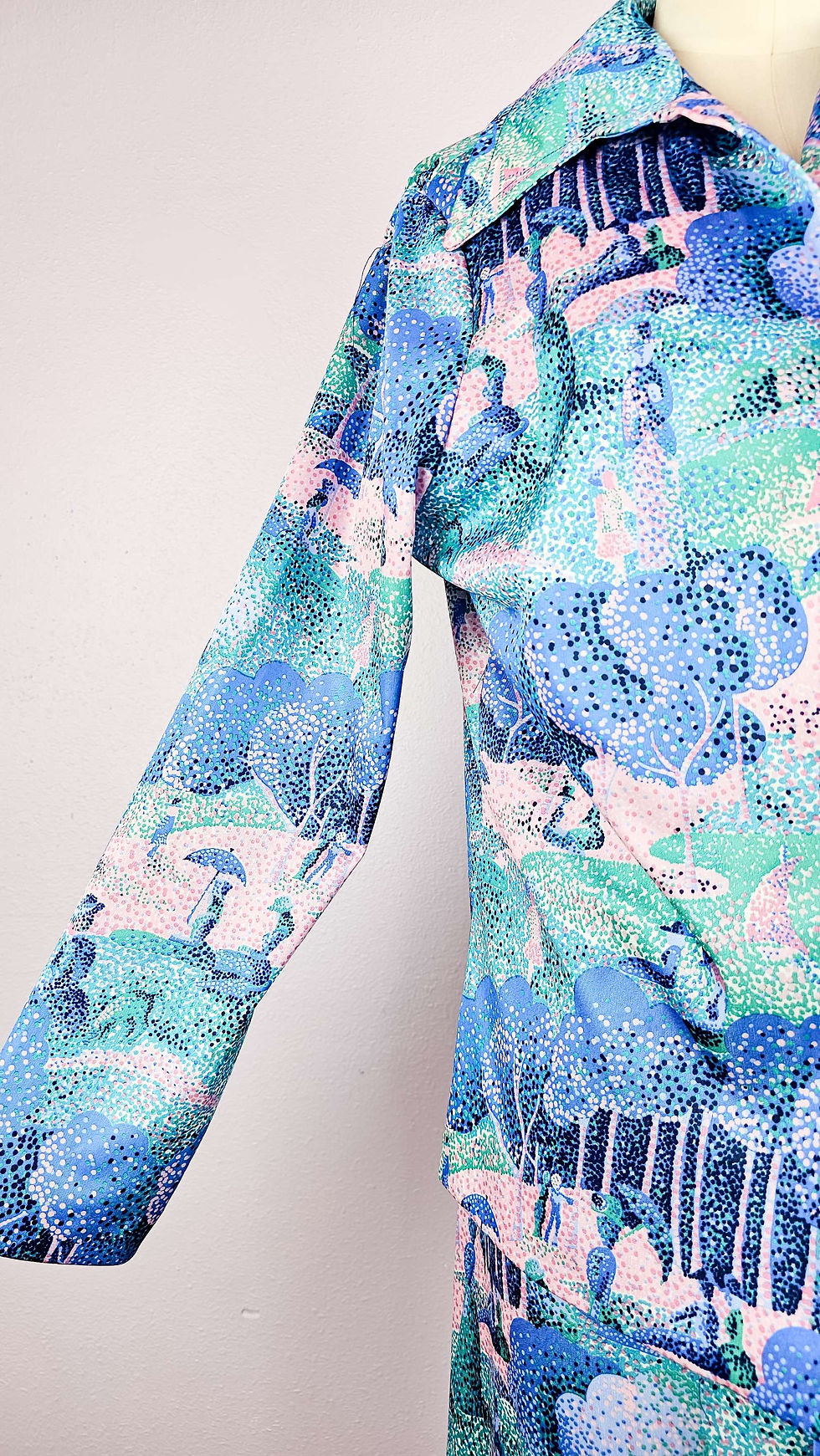 Thumbnail: 1970’s Novelty People & Nature Pastel Print Maxi & Top 2 Piece Set