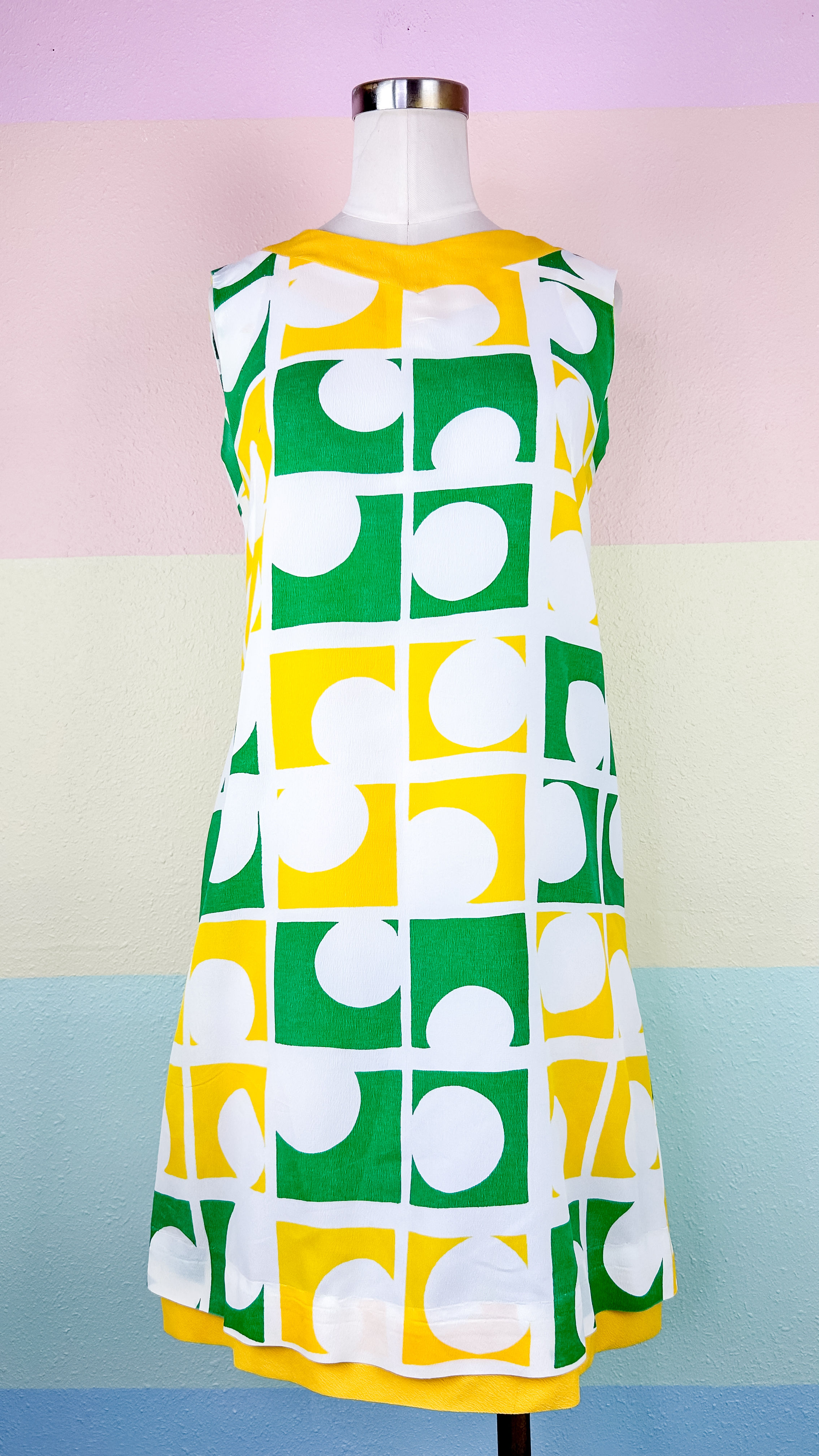 1970’s Groovy Green & Yellow Mod Dress