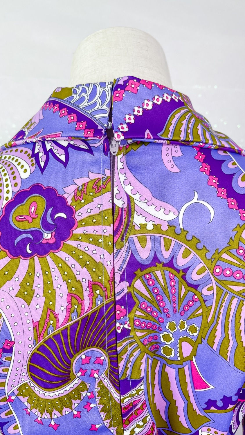 Thumbnail: 1970’s Purple Groovy Print Balloon Sleeve Dress