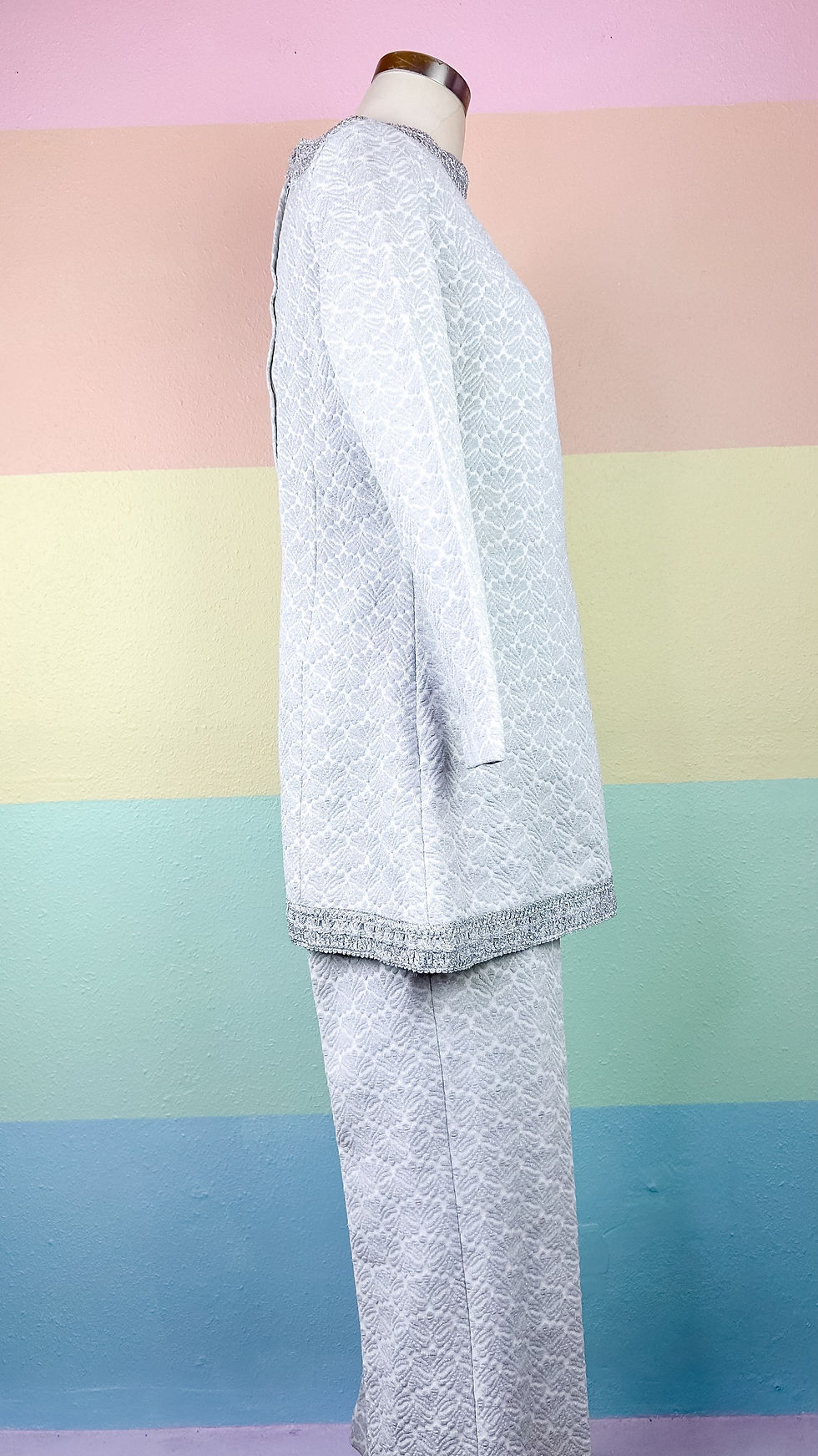 Thumbnail: 1970’s Mod Silver Lurex Dress & Pant Set