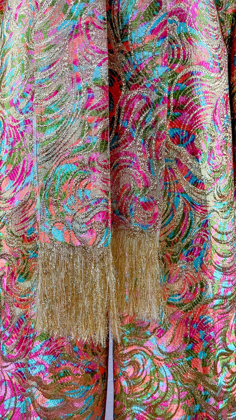 Thumbnail: 1970’s Psychedelic Gold Dagger acollar Wide Leg Disco Jumpsuit 