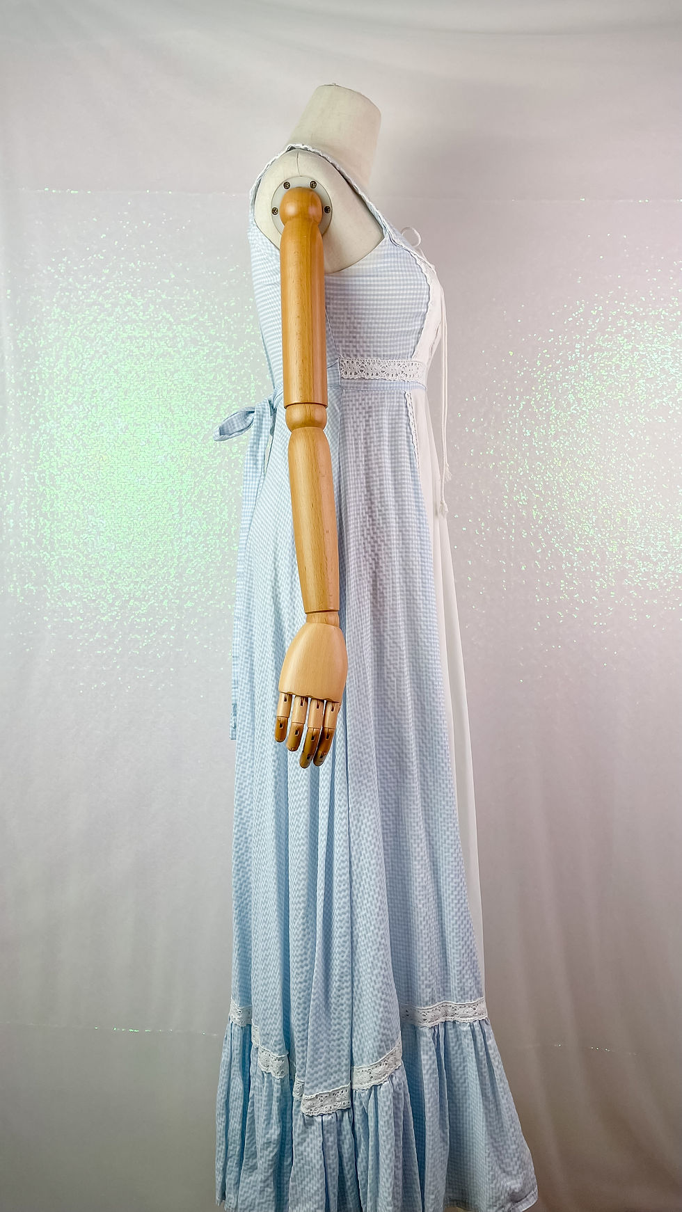 Thumbnail: 1970’s Pale Blue Gingham Gunne Sax Maxi Prarie Dress