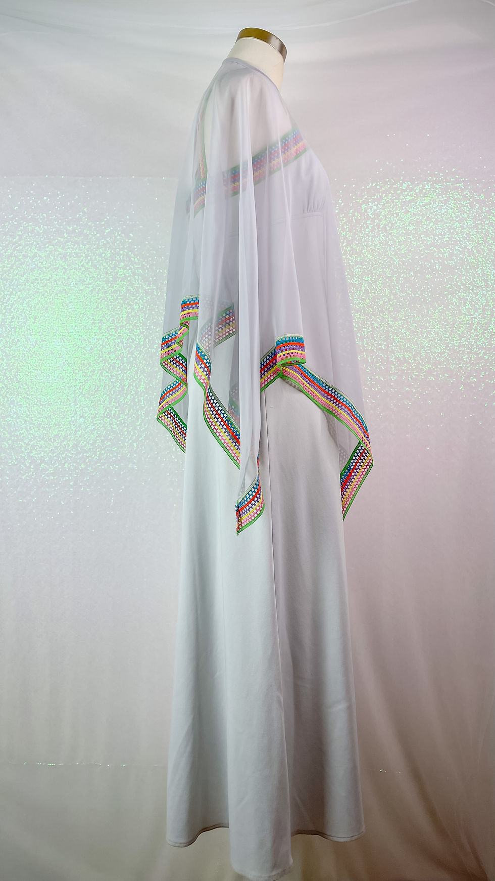 Thumbnail: 1970’s Rainbow Trim Dress with Cape