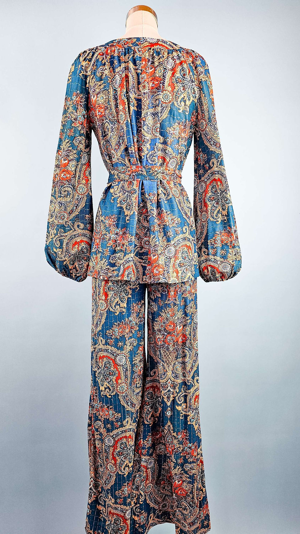 Thumbnail: 1970's Paisley Groovy Balloon Sleeve Palazzo Pant Set