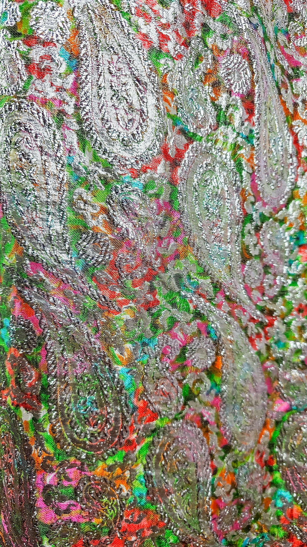 Thumbnail: 1960's Silver Lurex Paisley Rainbow Palazzo Jumpsuit