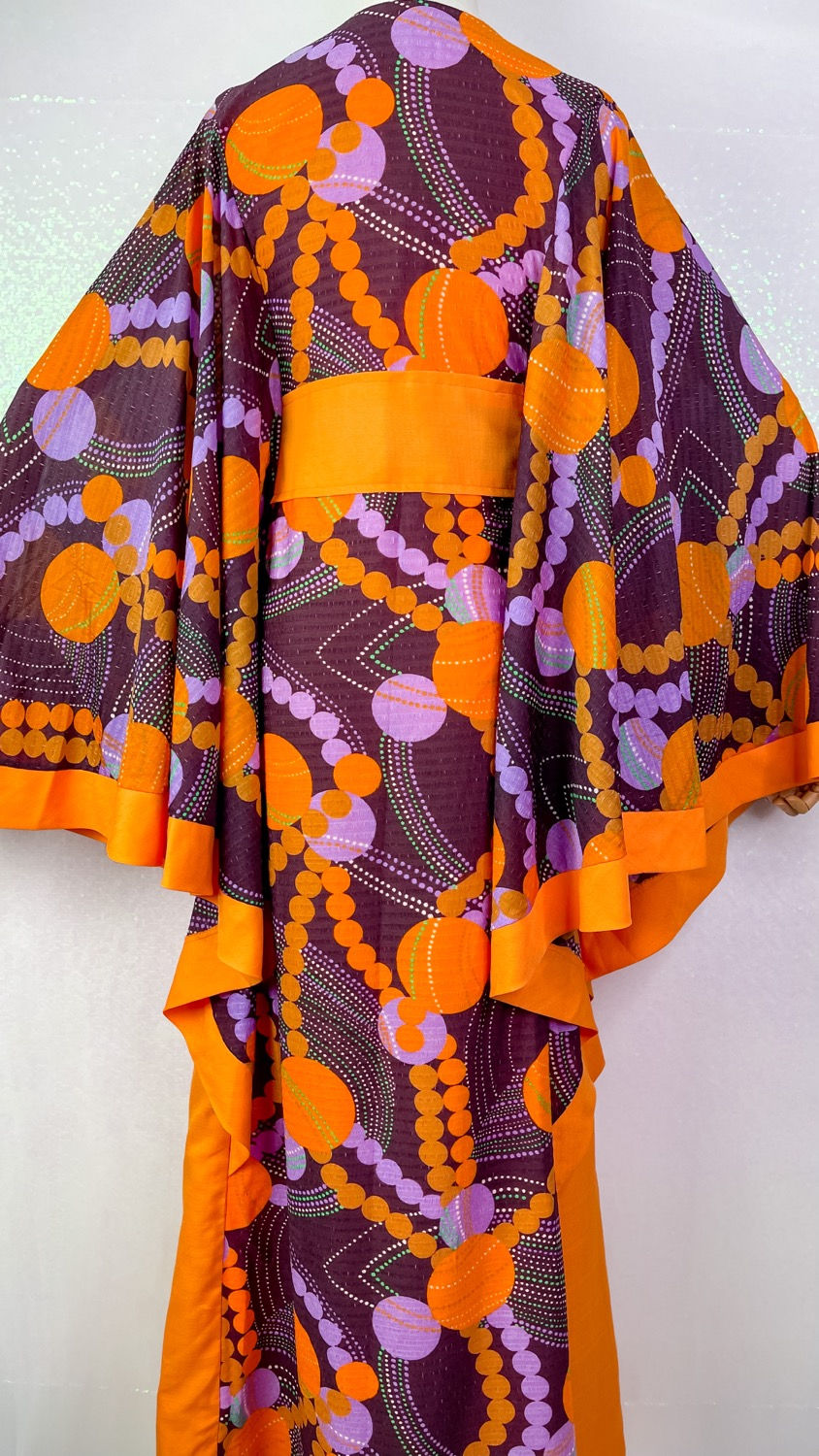 Thumbnail: 1970’s Plum and Orange Funky Print Kaftan