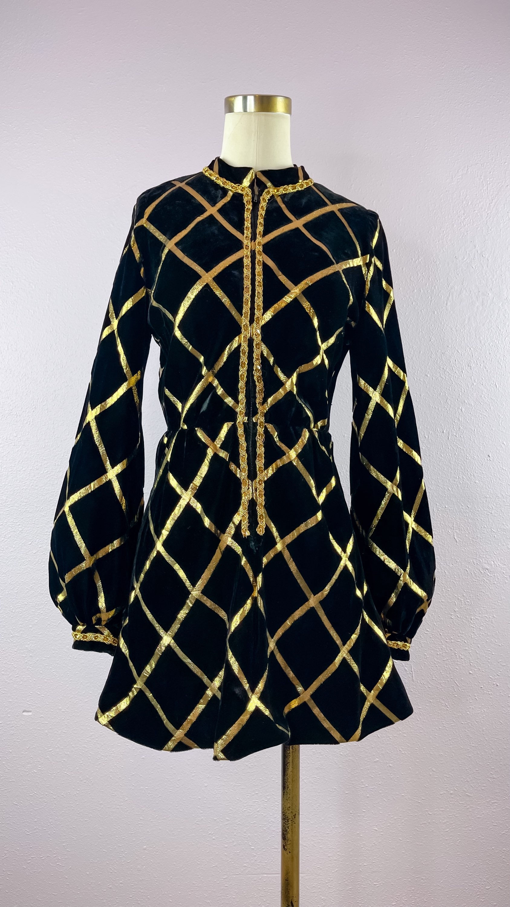 1960’s Gold Lurex & Black Belour Mini Dress