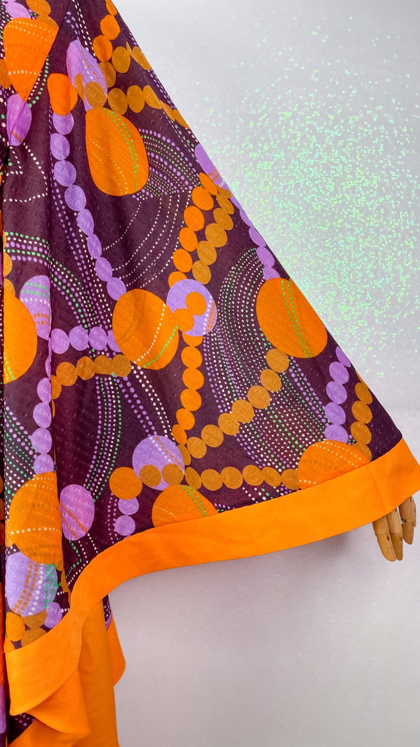 Thumbnail: 1970’s Plum and Orange Funky Print Kaftan