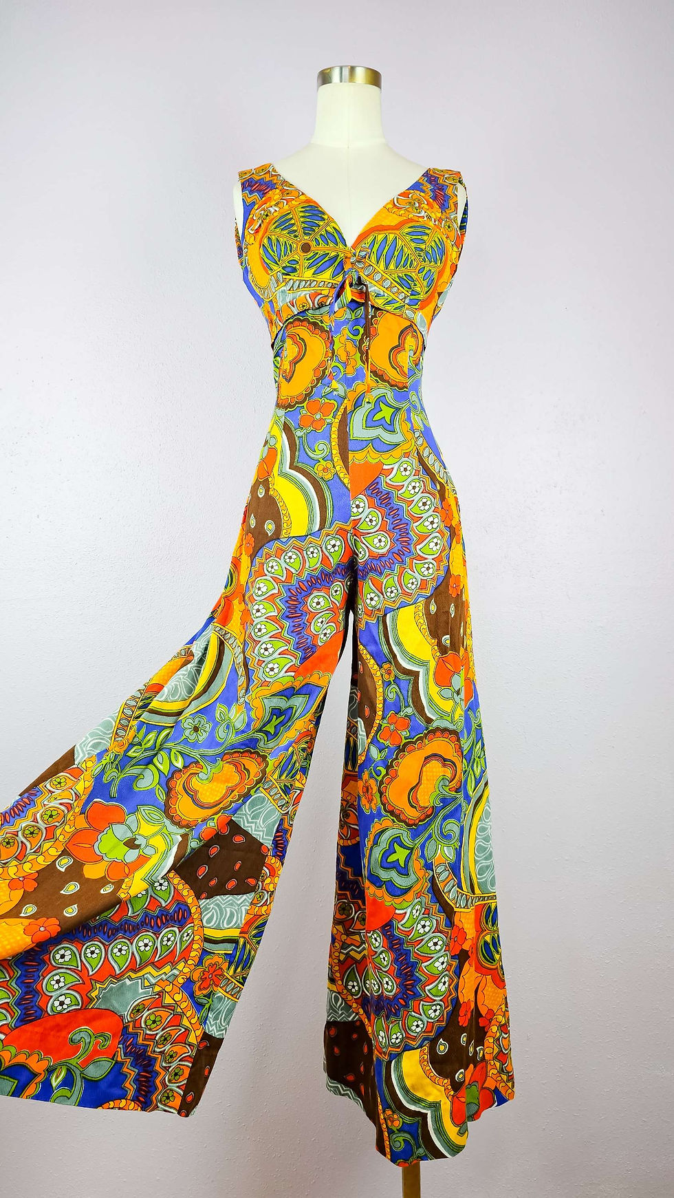 1970's Psychedelic Paisley Palazzo Jumpsuit