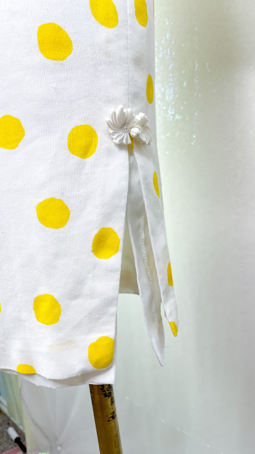 Thumbnail: 1970s Yellow Polka Dot Cheongsam