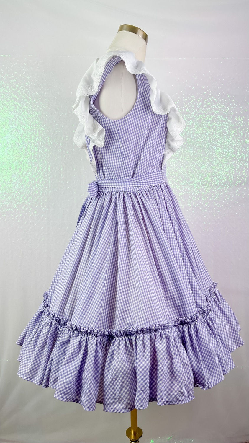 Thumbnail: 1970s Purple Gingham Pinafore Circle Prairie Dress