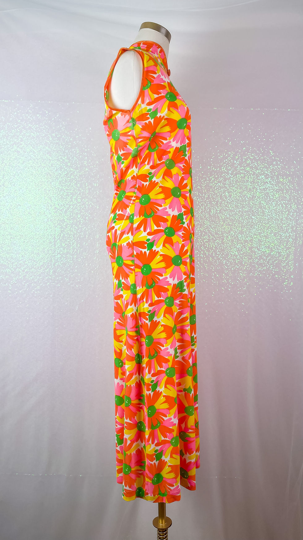 Thumbnail: 1960’s Orange Flower Power Mandarin Collar Jumpsuit