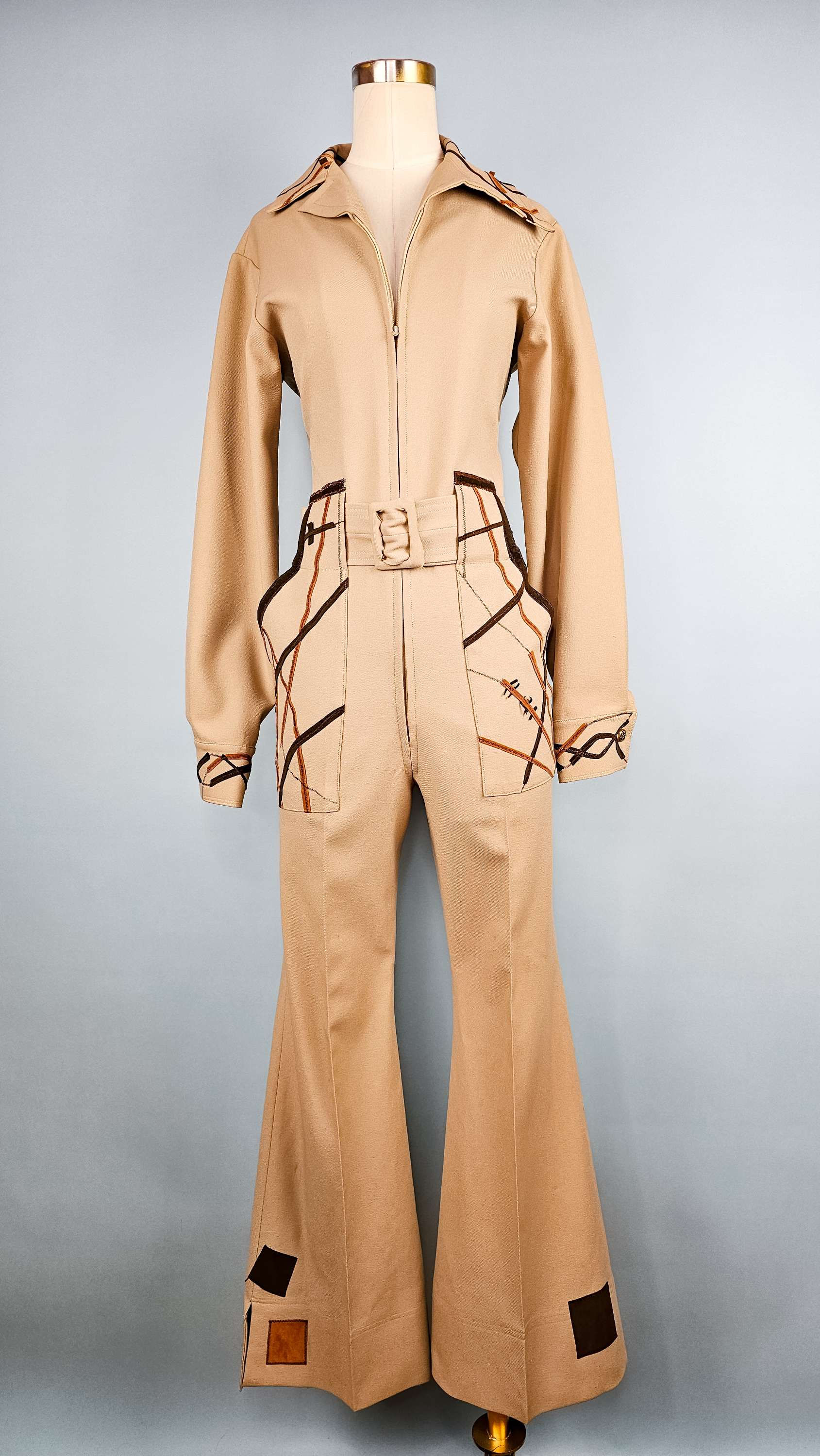 Rare 1970's Patchwork Bellbottom Flare Jumpsuit