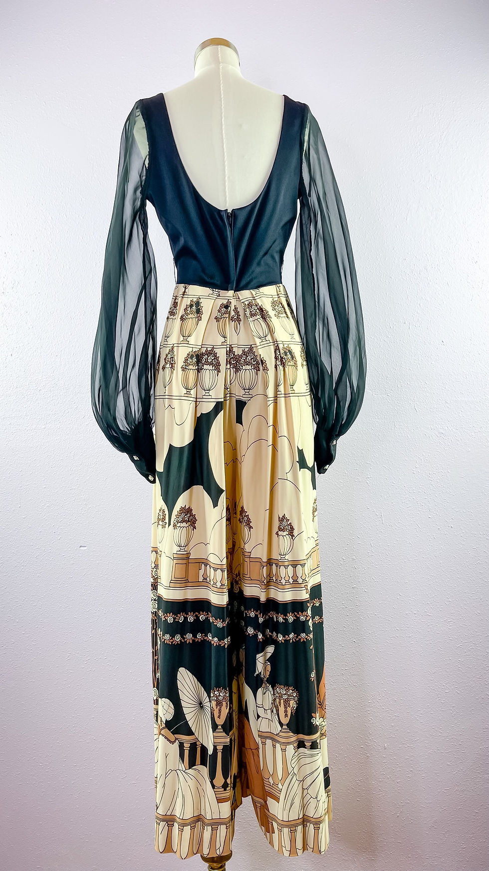 Thumbnail: 1970’s Art Deco Regency Huge Lantern Palazzo Jumpsuit