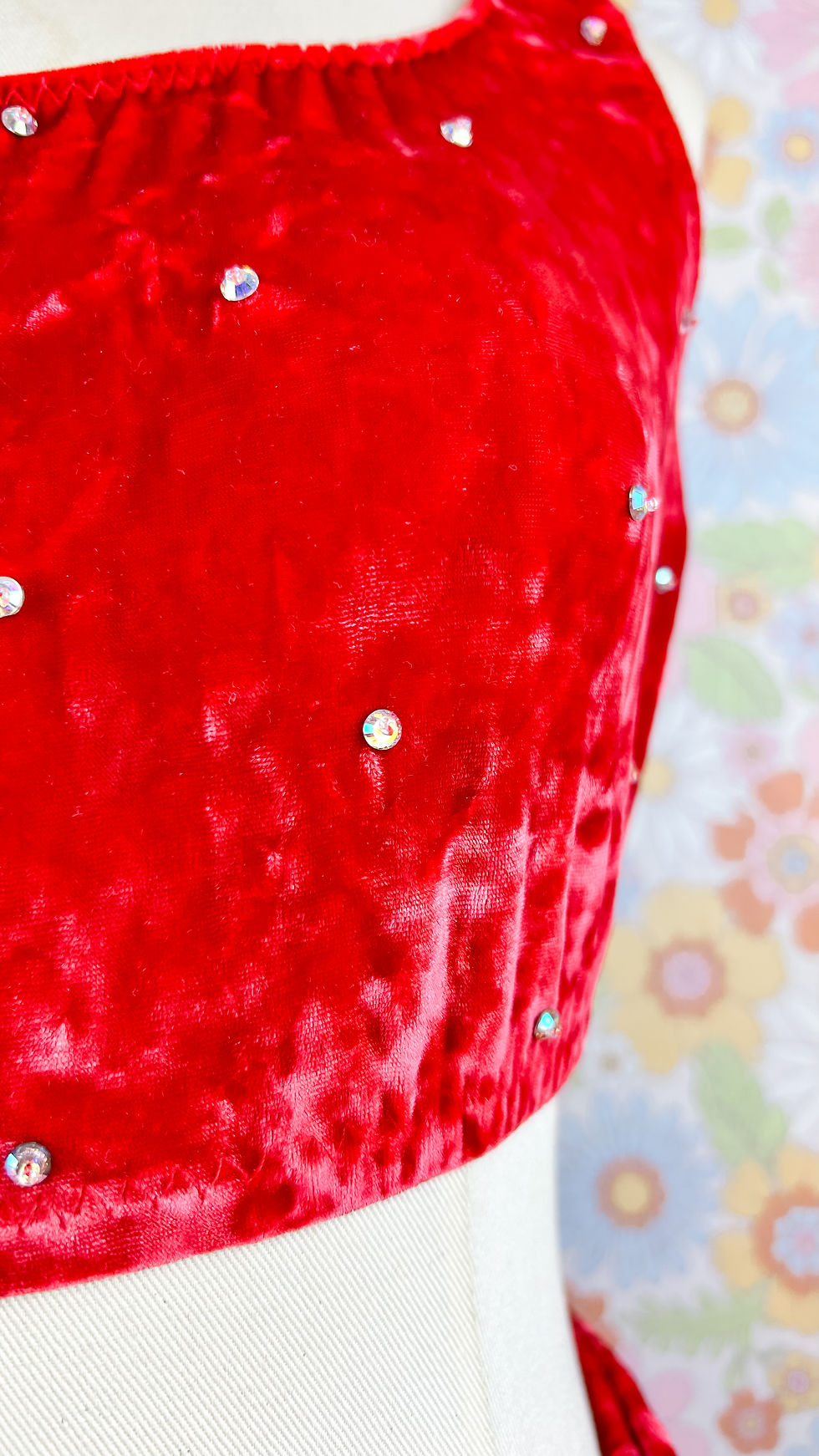 Thumbnail: Vintage Crushed Red Velvet Pant Set - S