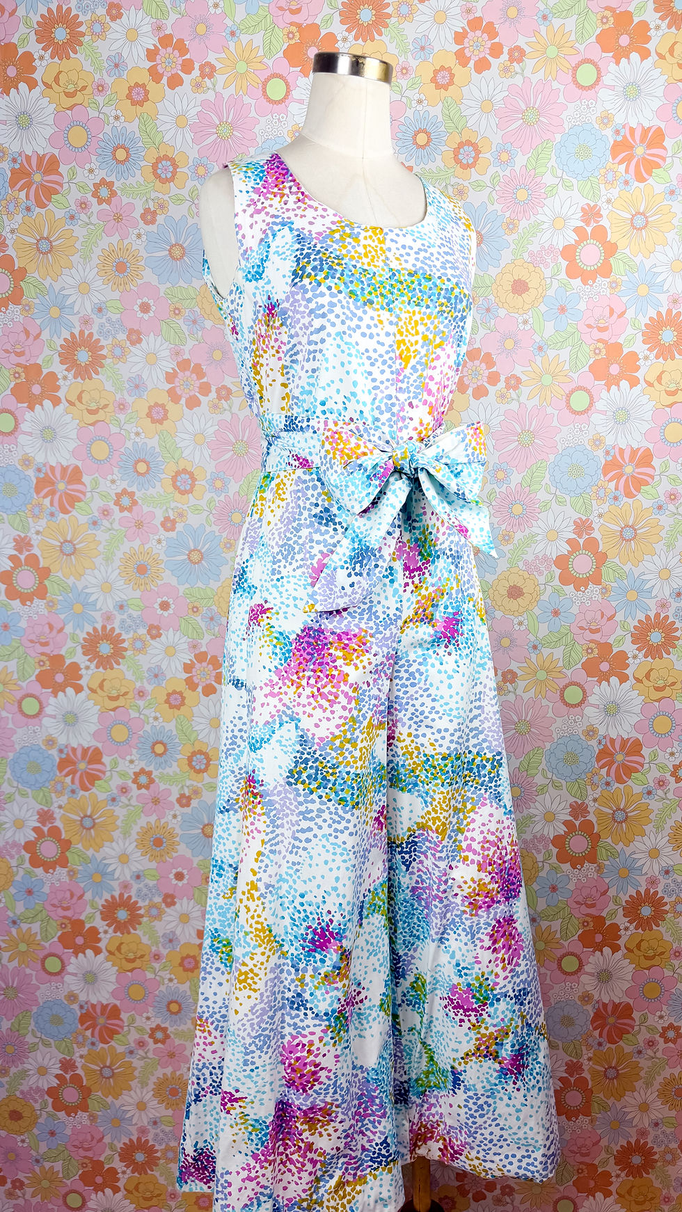 Thumbnail: 1970’s Rainbow Dot Palazzo Jumpsuit - S