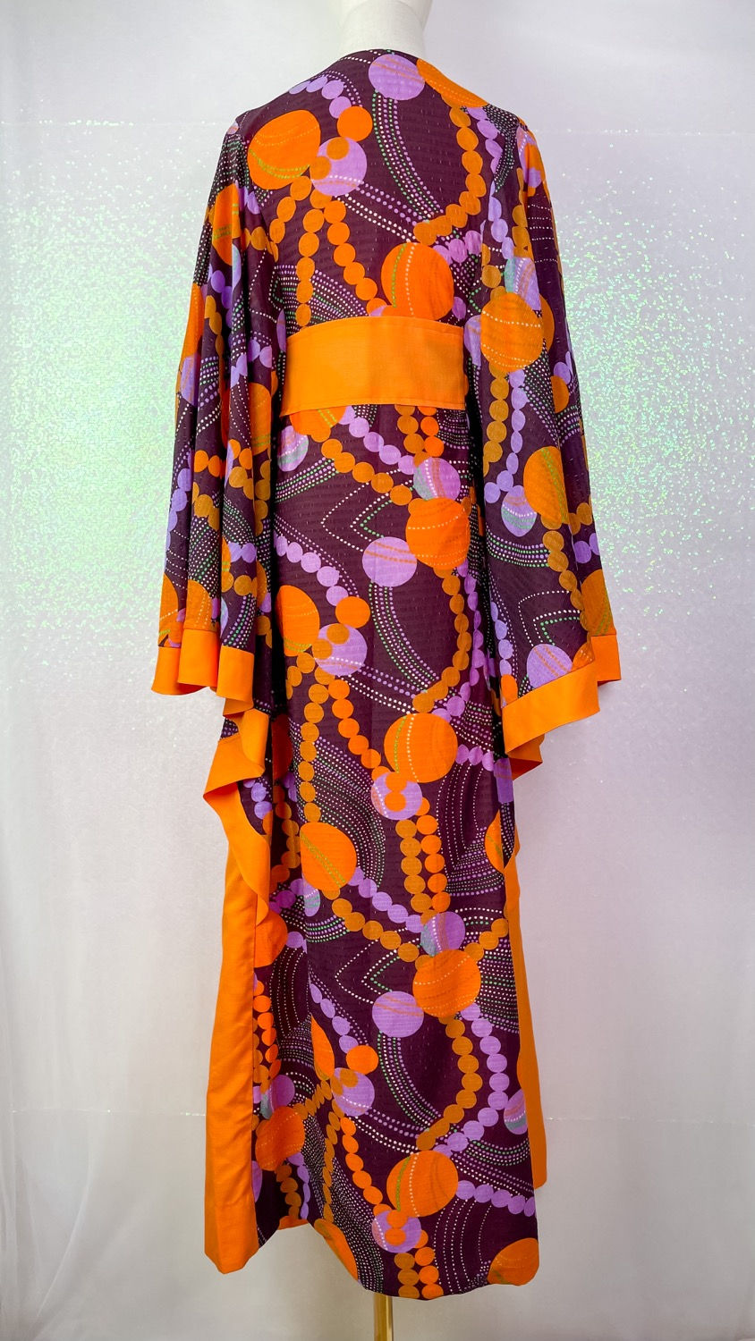 Thumbnail: 1970’s Plum and Orange Funky Print Kaftan
