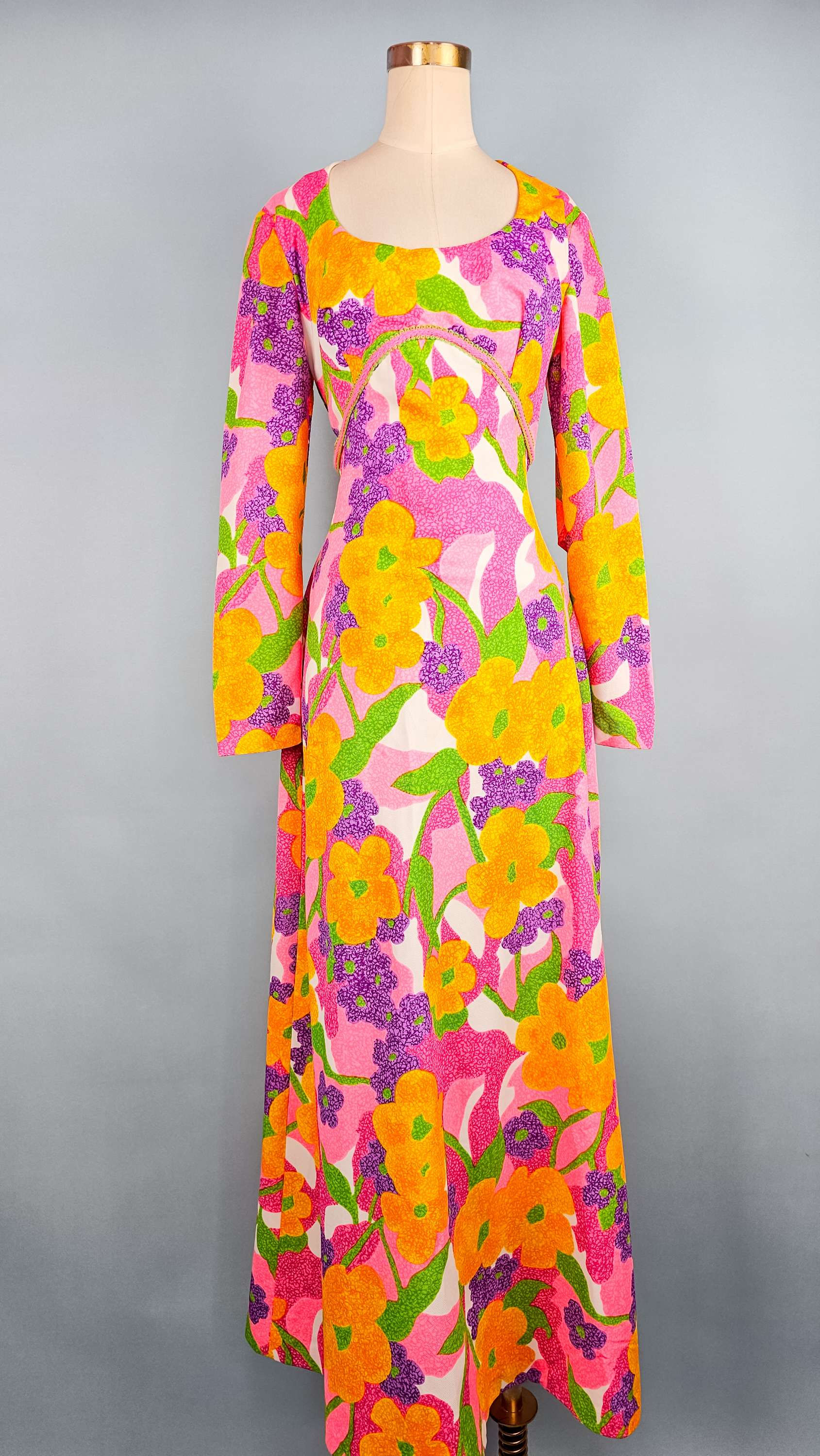 1970's Day Glow Flower Power Maxi