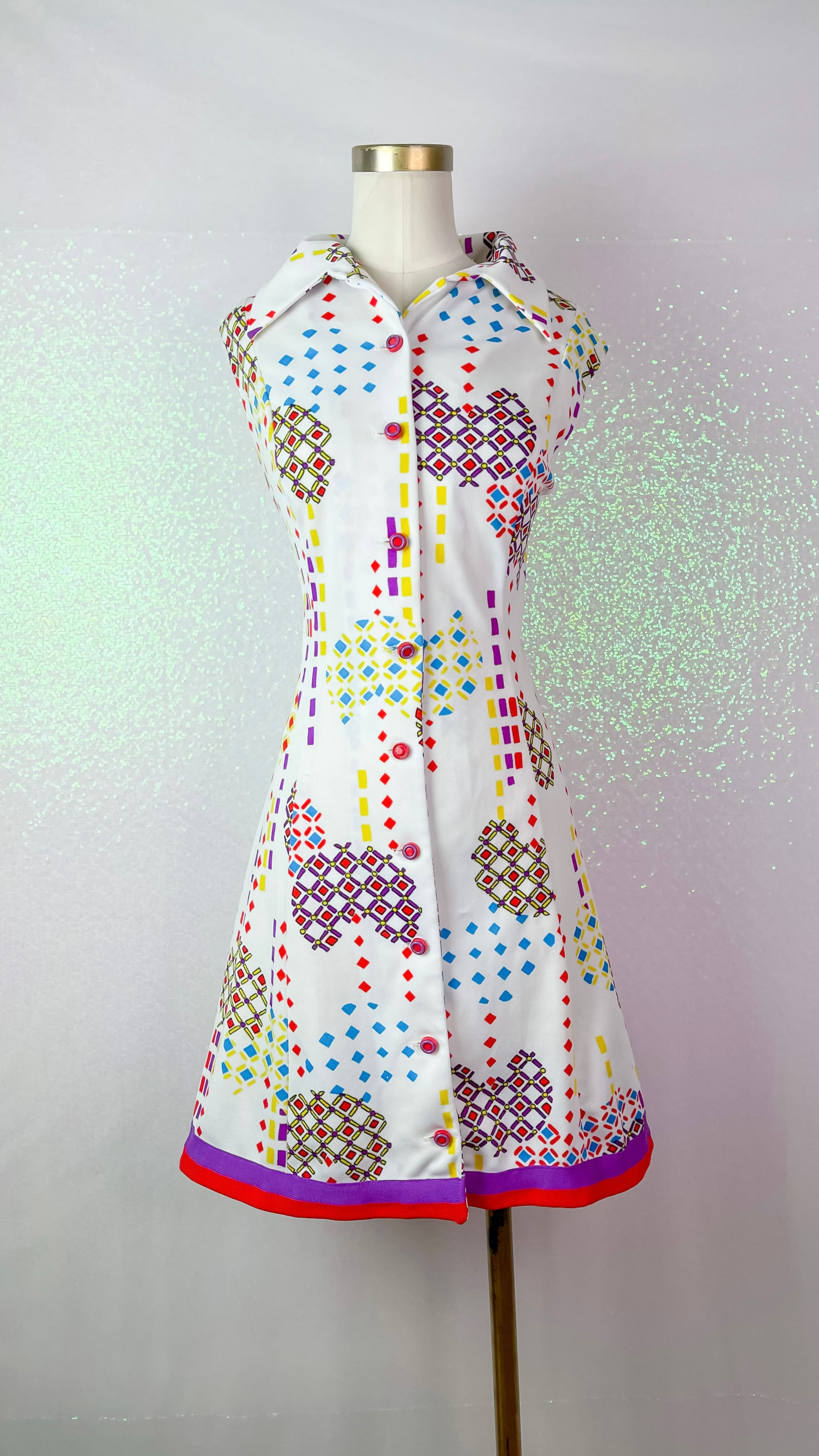 1970’s Geometric Rainbow Dagger Mini Dress