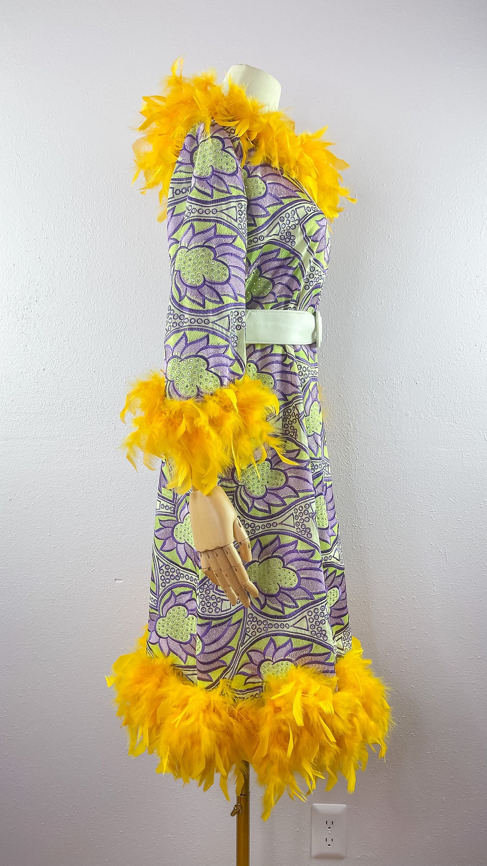 Thumbnail: 1970’s Handmade Funky Feather Trim Dress