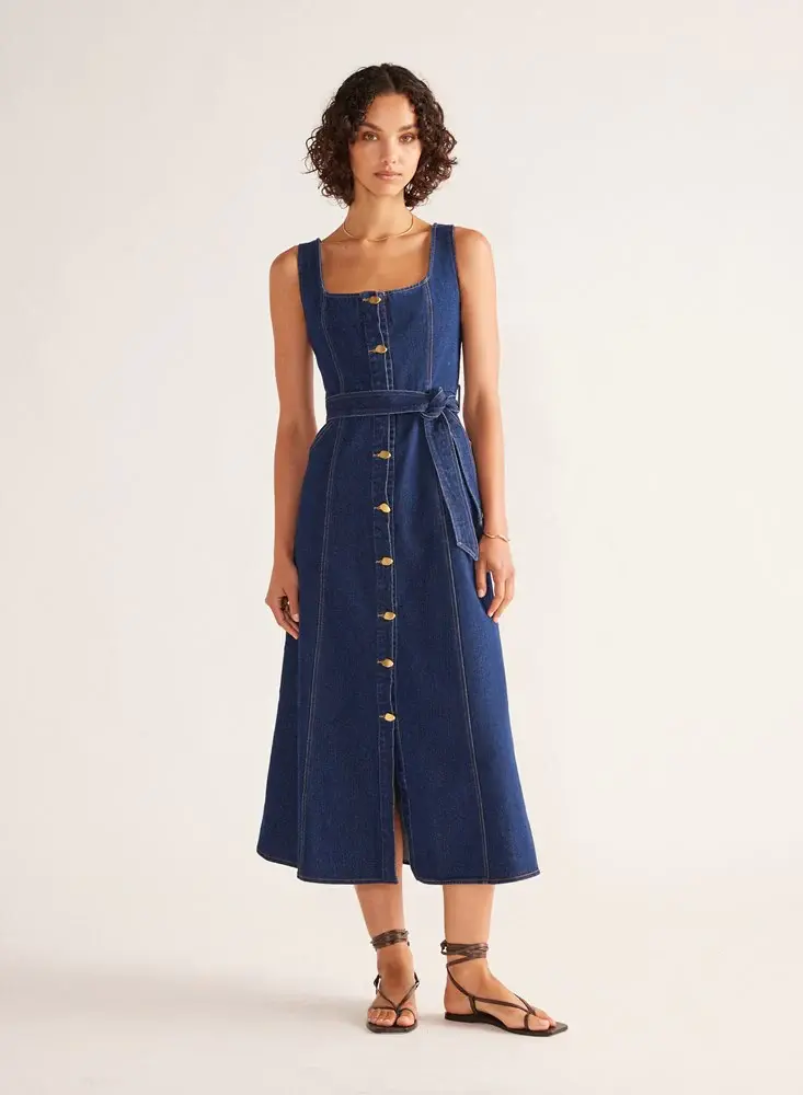 MOS DELPHINE DENIM MIDI DRESS