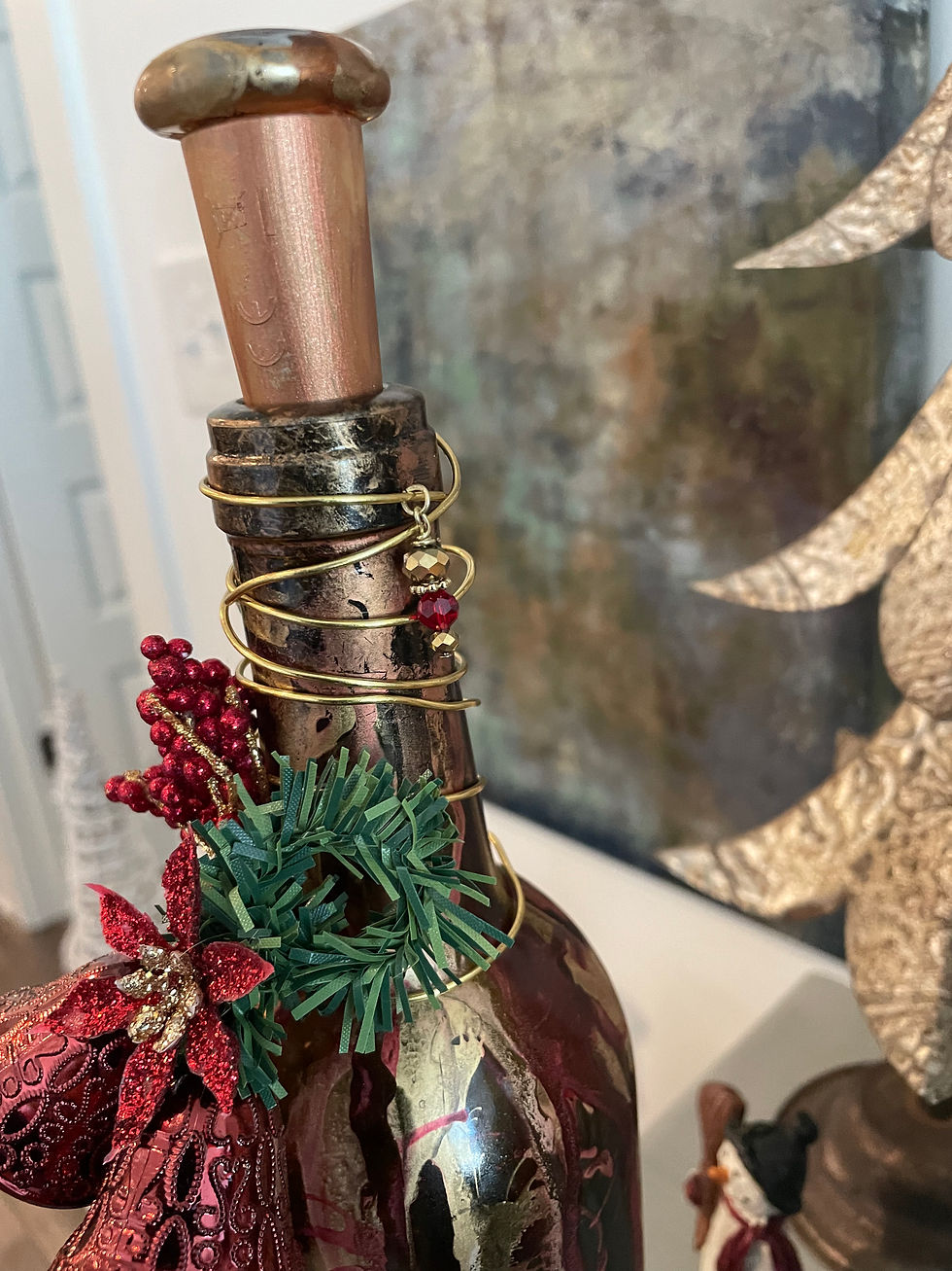 Thumbnail: Red & Gold Lighted Xmas Bottle