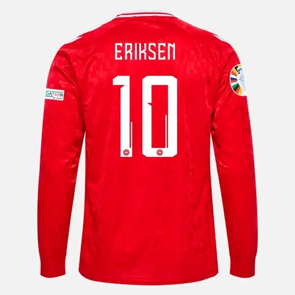 Christian Eriksen  Denmark 24/25 Long Sleeve Home Jersey