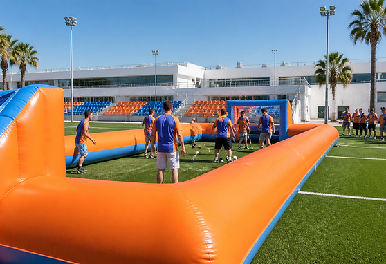 Campo Futbolín Humano montado evento Valencia ViveJuego