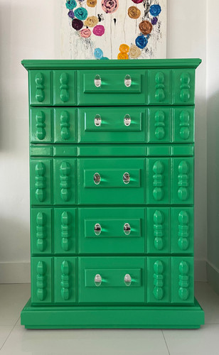 Tallboy 5-drawer Dresser in Lacquer Kelly Green | Sheila Simpson