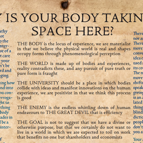 WHY IS YOUR BODY TAKING UP SPACE HERE? 