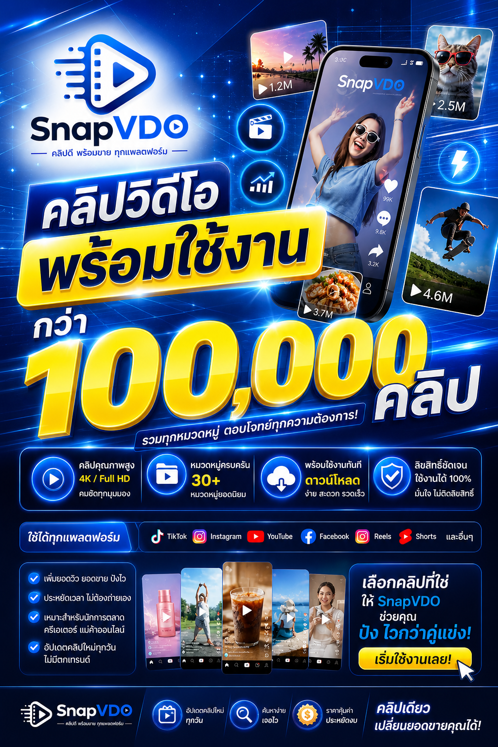 SnapVDO คลิปวิดีโอพร้อมใช้งาน