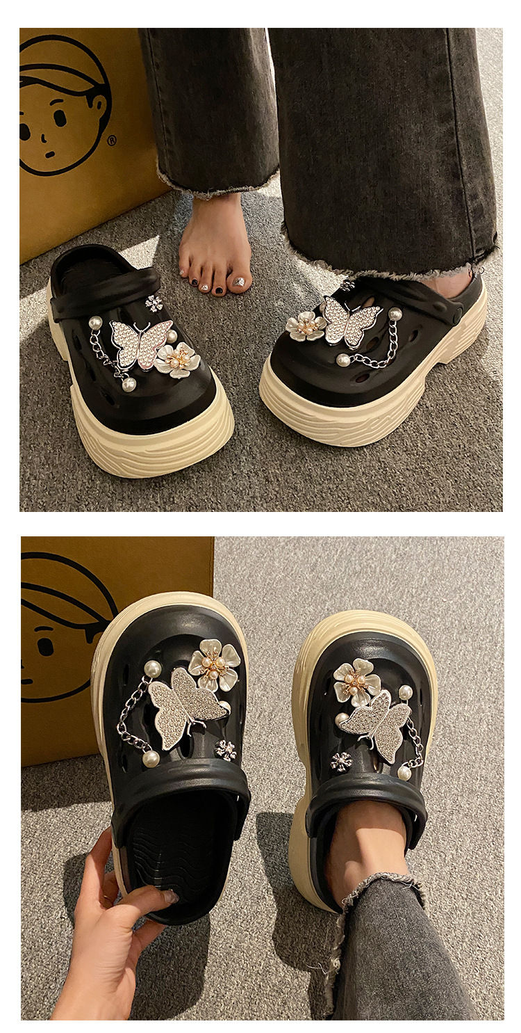 Miniatura: Fashion Beach Garden Shoes DIY Women's Hole Shoes 8cm Sandal Slippers Cartoon Ac