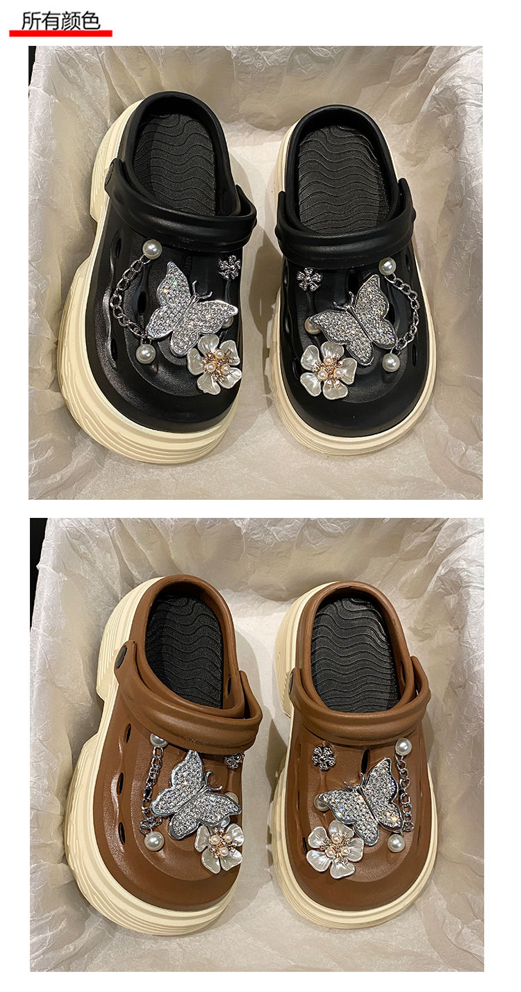 Miniatura: Fashion Beach Garden Shoes DIY Women's Hole Shoes 8cm Sandal Slippers Cartoon Ac