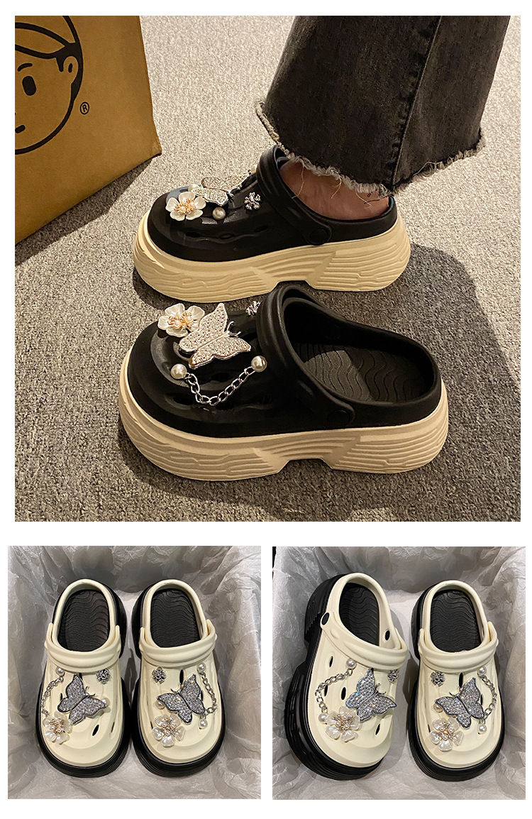Miniatura: Fashion Beach Garden Shoes DIY Women's Hole Shoes 8cm Sandal Slippers Cartoon Ac