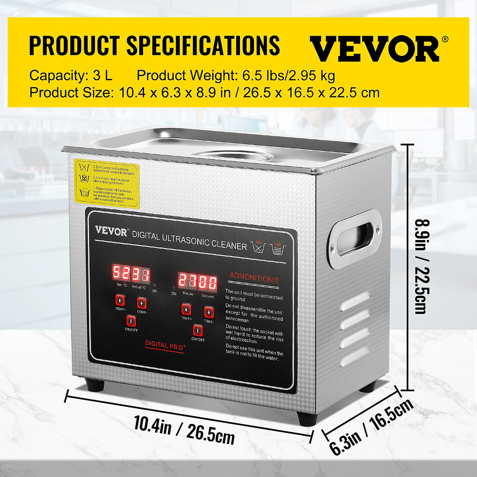 Miniatura: VEVOR 2L 3L 6L 10L 22L 30L Ultrasonic Cleaner Stainless Steel Portable Heated Cl