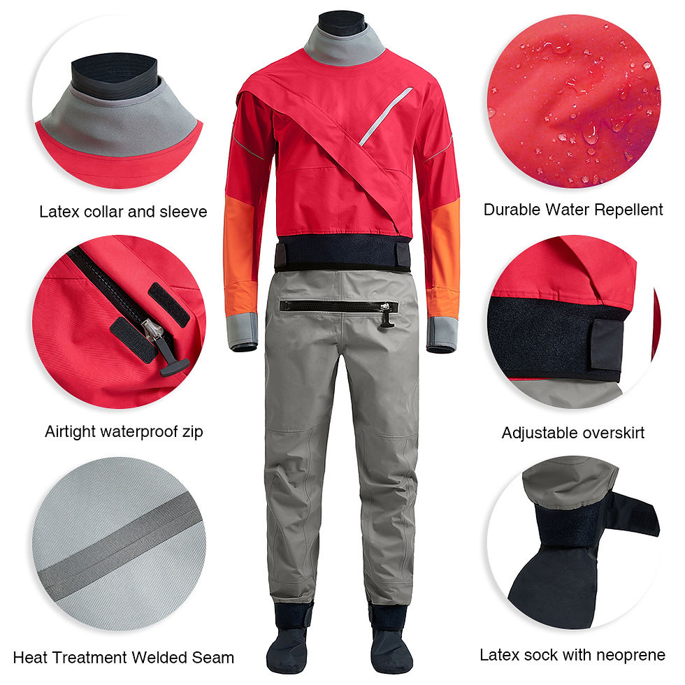 Miniatura: Kayak Dry Suit for Men 3-layer Waterproof Fabric Drysuit With Latex on Neck and 