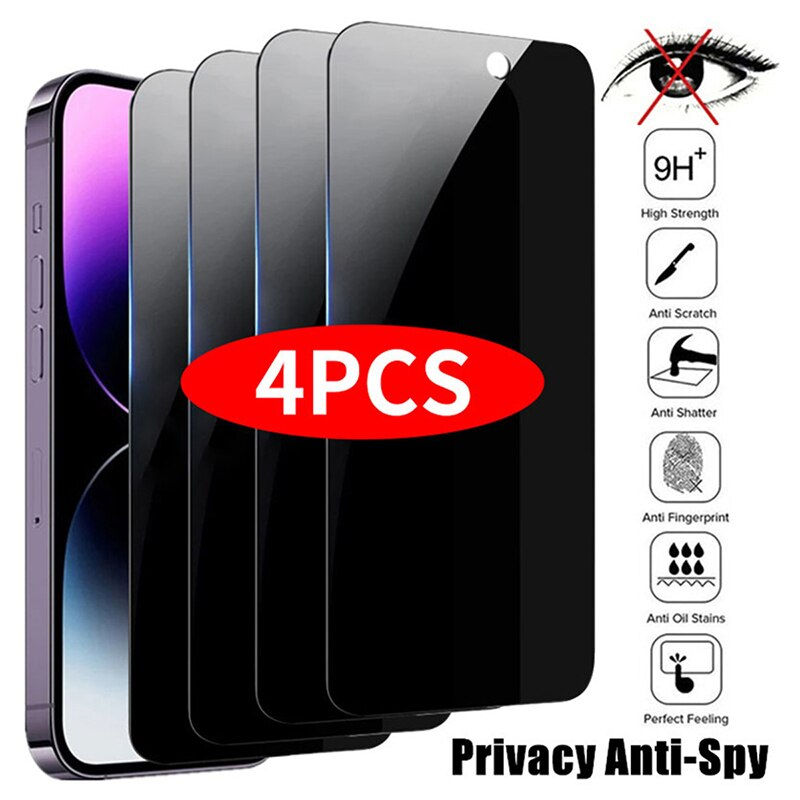 Miniatura: 4PCS Privacy Screen Protector For iPhone 14 Pro Max 16 Pro Anti-Spy Glass For iP