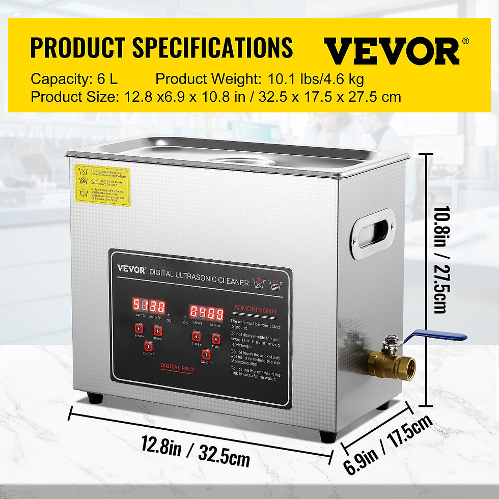 Miniatura: VEVOR 2L 3L 6L 10L 22L 30L Ultrasonic Cleaner Stainless Steel Portable Heated Cl