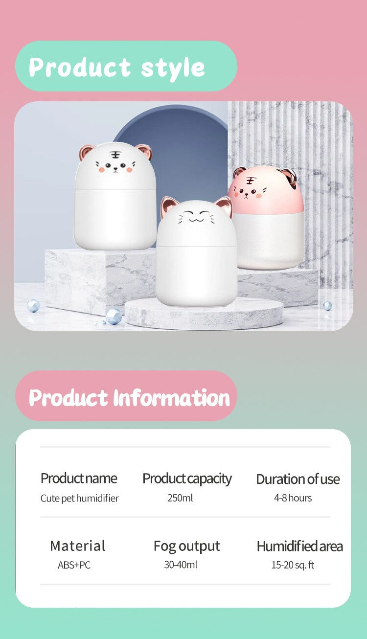 Miniatura: Cute Pet Humidifier Mini Office Desktop Air Conditioning Room Air Humidification