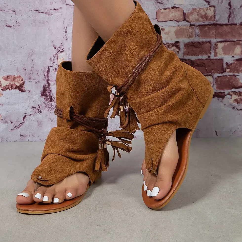 Miniatura: Women Summer Boots Open Toe Flat Tassel Design Sandals  Roman Sandal Elegant Sho