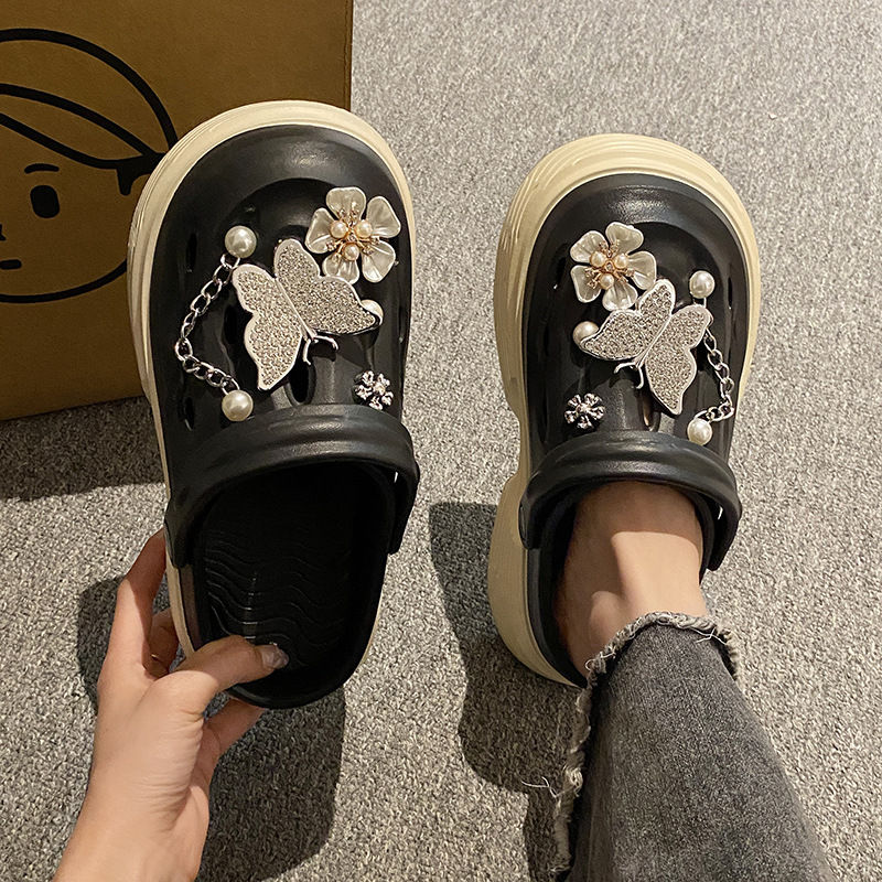 Miniatura: Fashion Beach Garden Shoes DIY Women's Hole Shoes 8cm Sandal Slippers Cartoon Ac